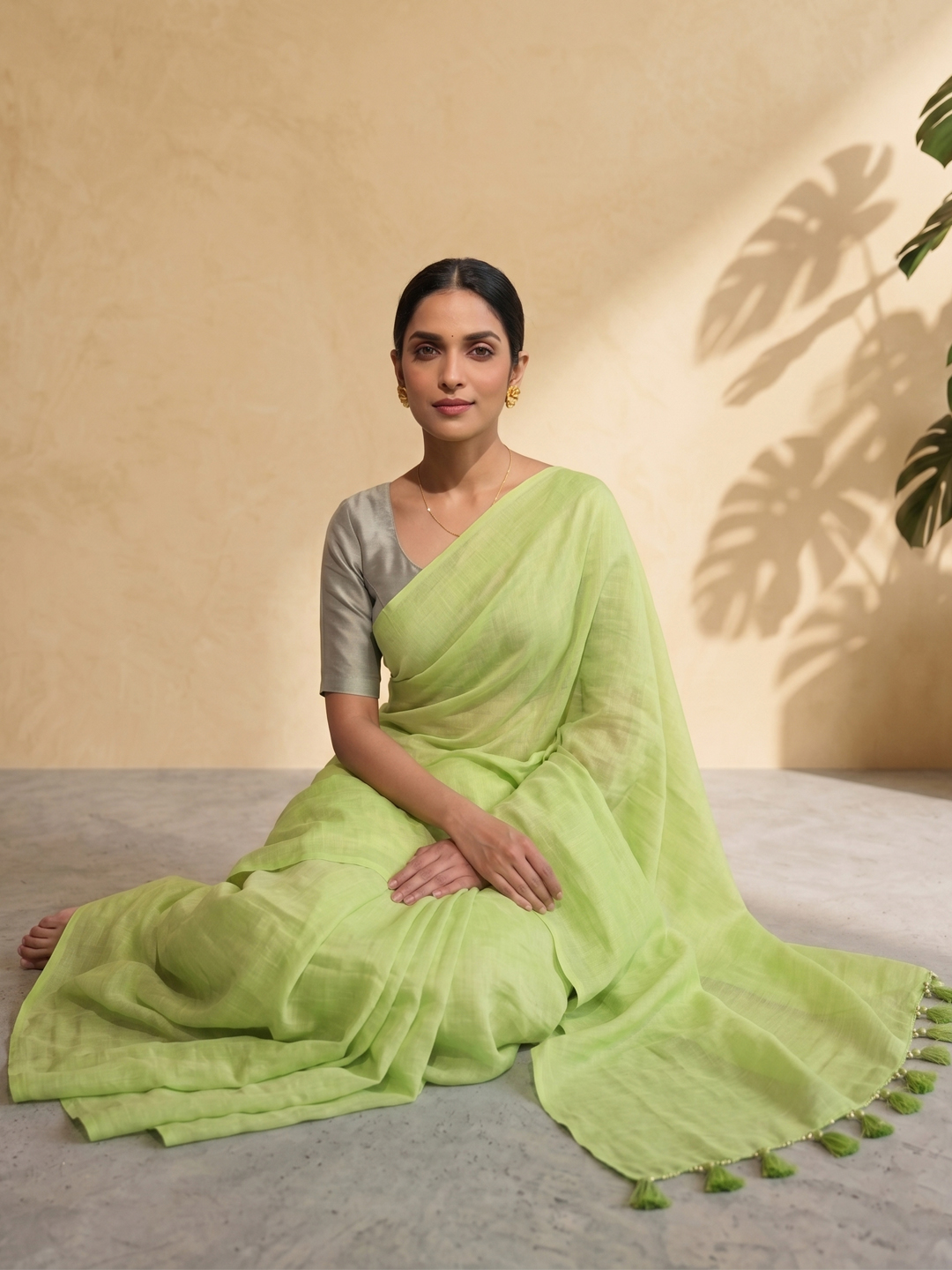 Green Bengal Mul Cotton 120 Count Saree - View 3