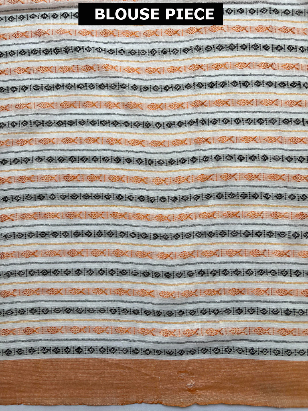 Peach Bengal Begumpuri Cotton Saree With Fish Motif Weaving - View 8