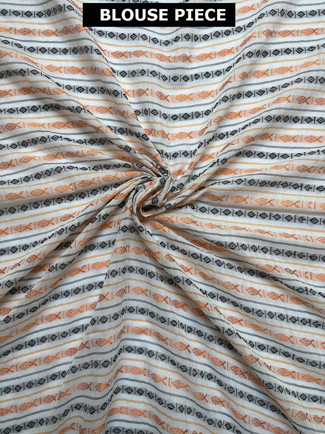 Peach Bengal Begumpuri Cotton Saree With Fish Motif Weaving - View 9