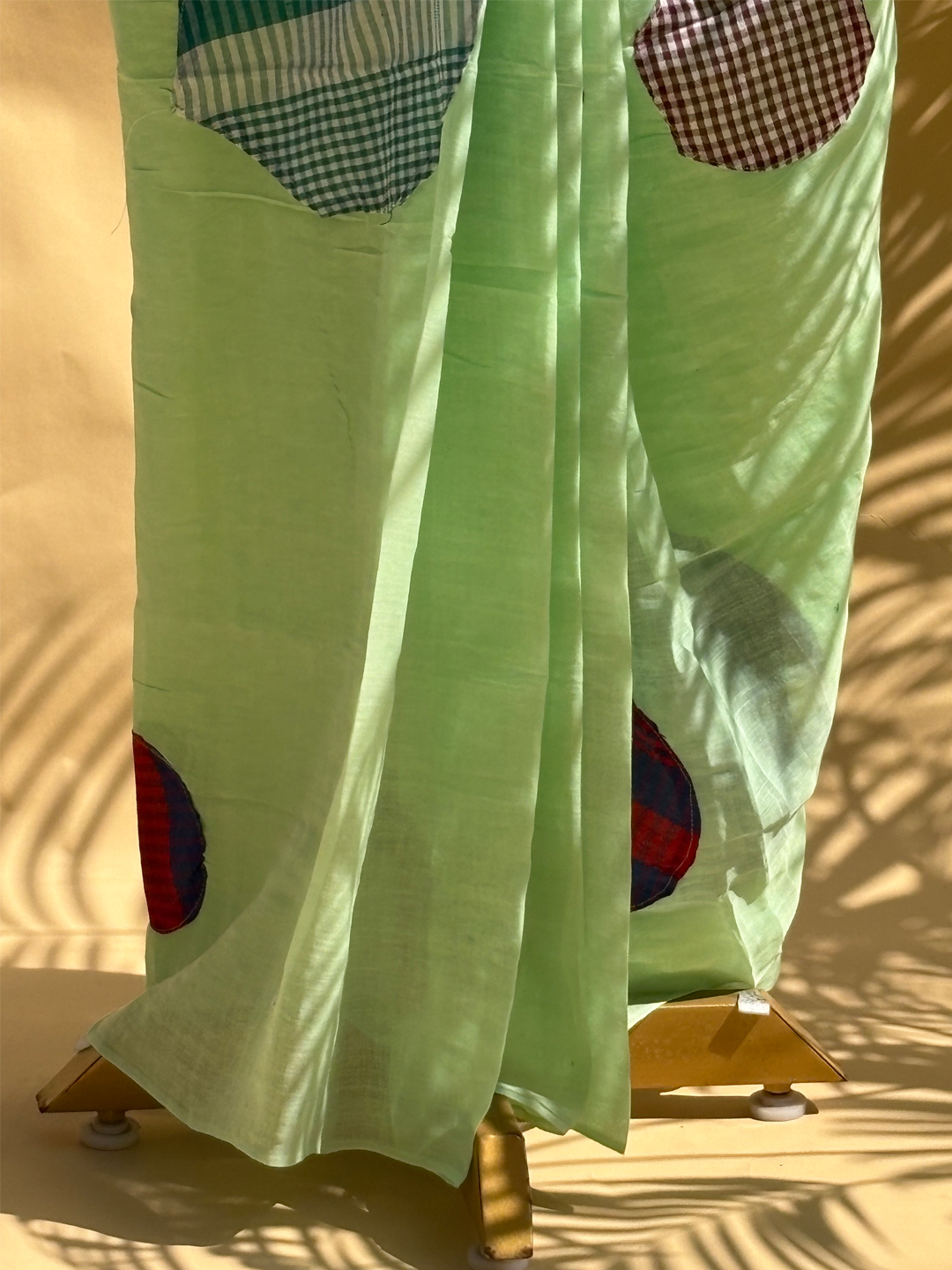 Green Bengal Mul Cotton Patch Work Saree - View 5