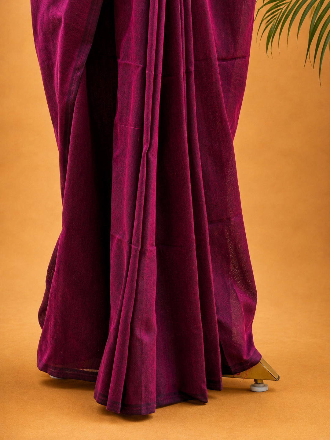 Wine Bengal Cotton Saree With Designer Printed Blouse Piece Aloki Enterprises - View 5