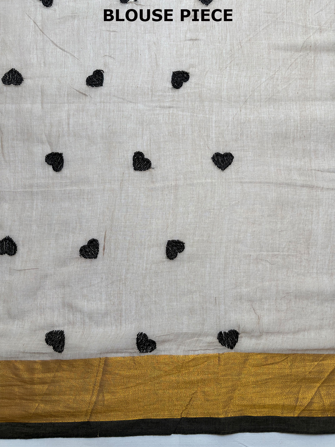 Grey Bengal Mul Cotton Saree With Heart Embroidery Work - View 7