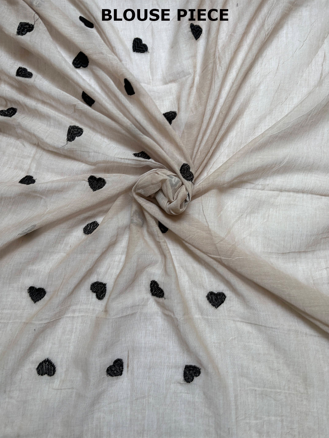 Grey Bengal Mul Cotton Saree With Heart Embroidery Work - View 6