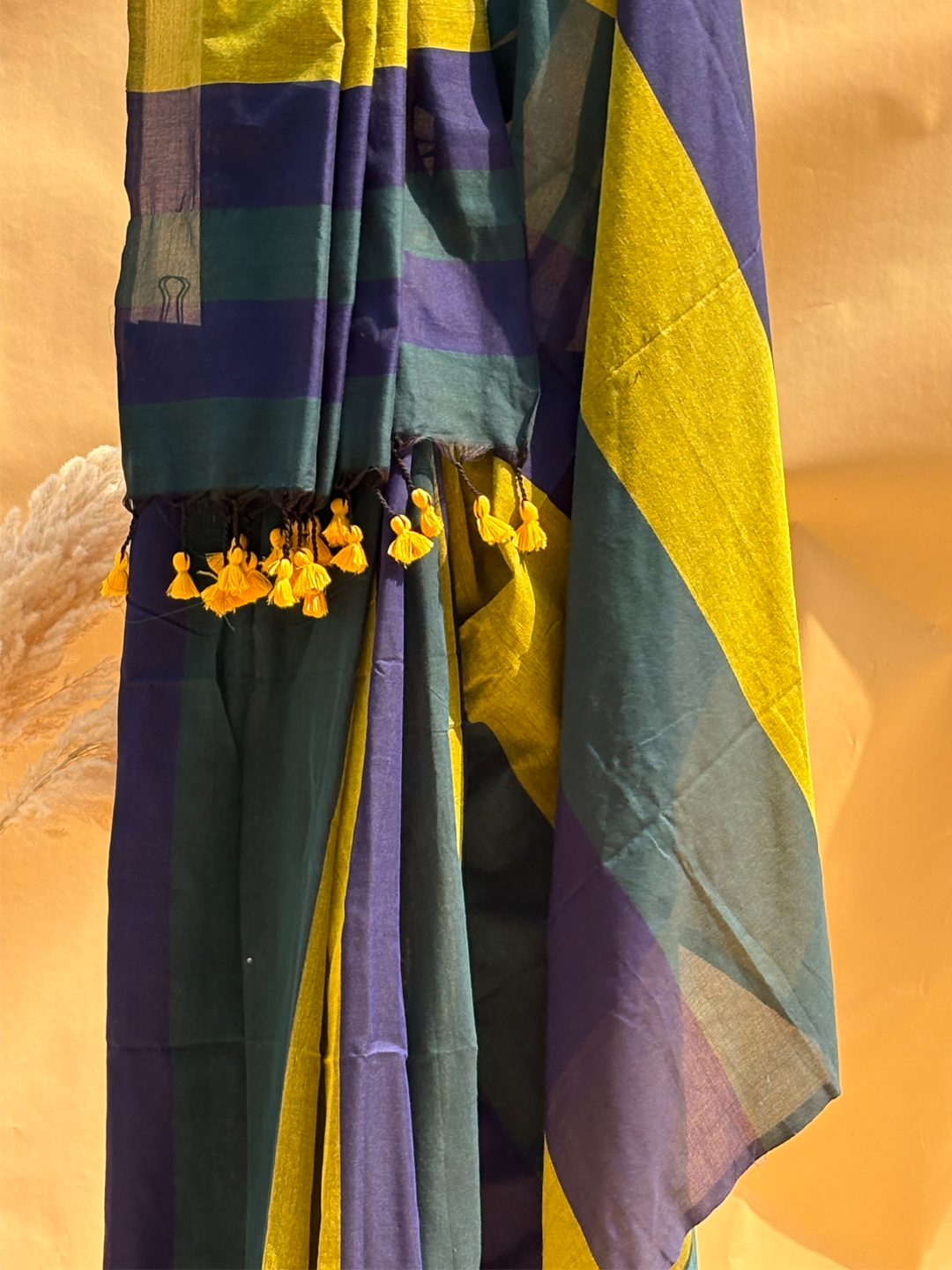 Multicolour Bengal Khadi Cotton MultiStripe Saree 2 - View 5