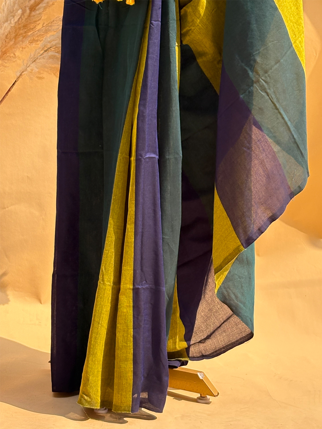 Multicolour Bengal Khadi Cotton MultiStripe Saree 2 - View 6