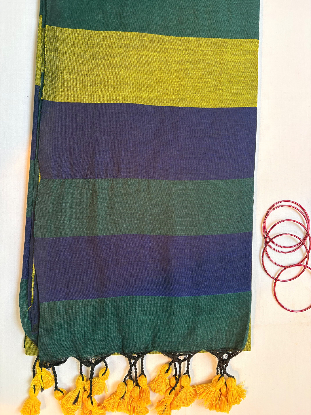 Multicolour Bengal Khadi Cotton MultiStripe Saree 2 - View 7