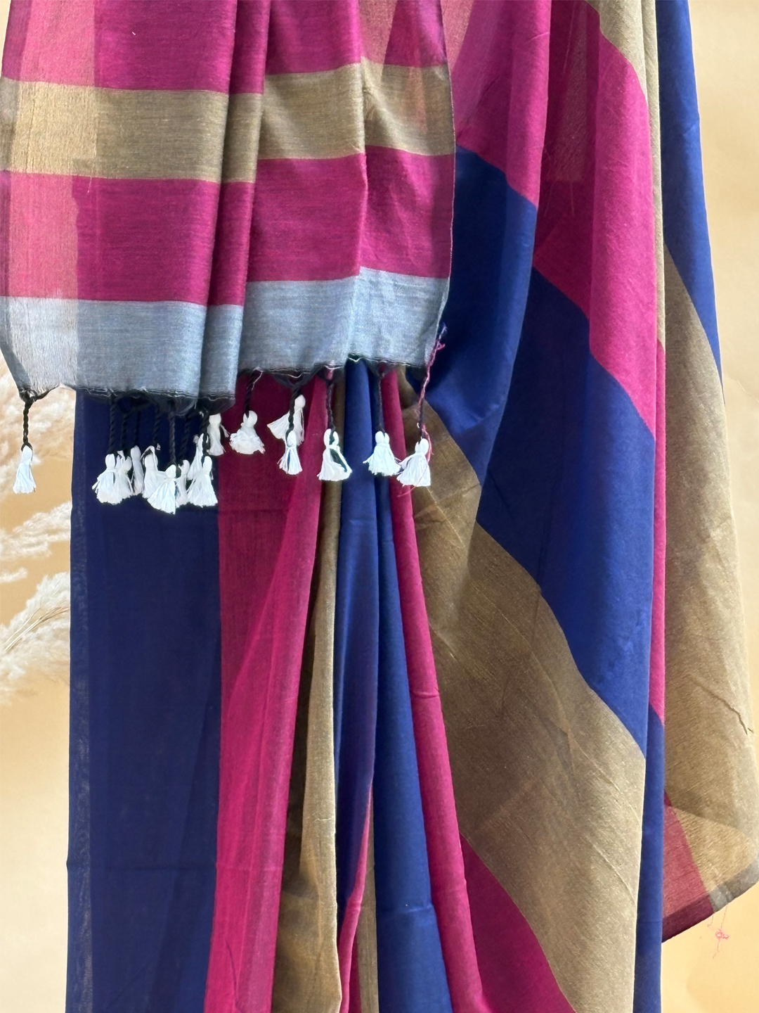 Multicolour Bengal Khadi Cotton MultiStripe Saree 3 - View 3
