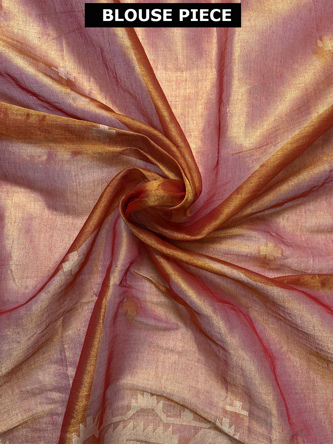 Orange Bengal Tissue Jamdani Work Saree - View 8