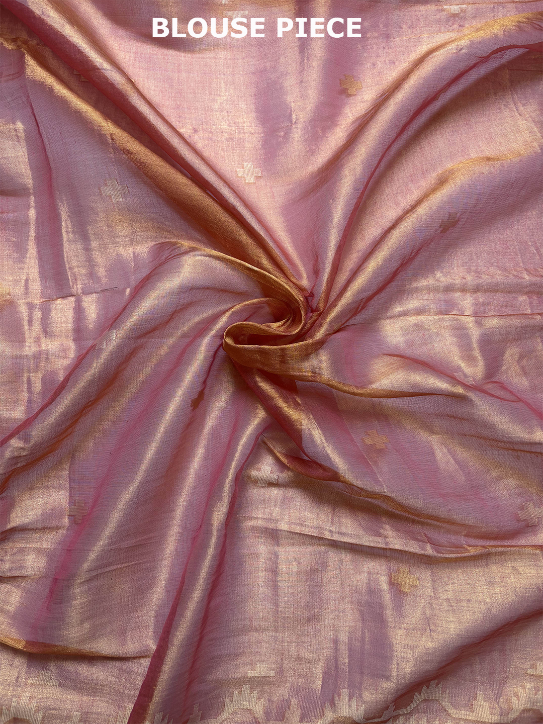 Peach Bengal Tissue Jamdani Work Saree - View 9