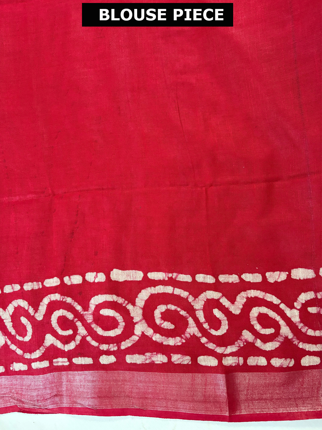 Indigo And Red Handwoven Bengal Linen Saree With White Batik Saree - View 8