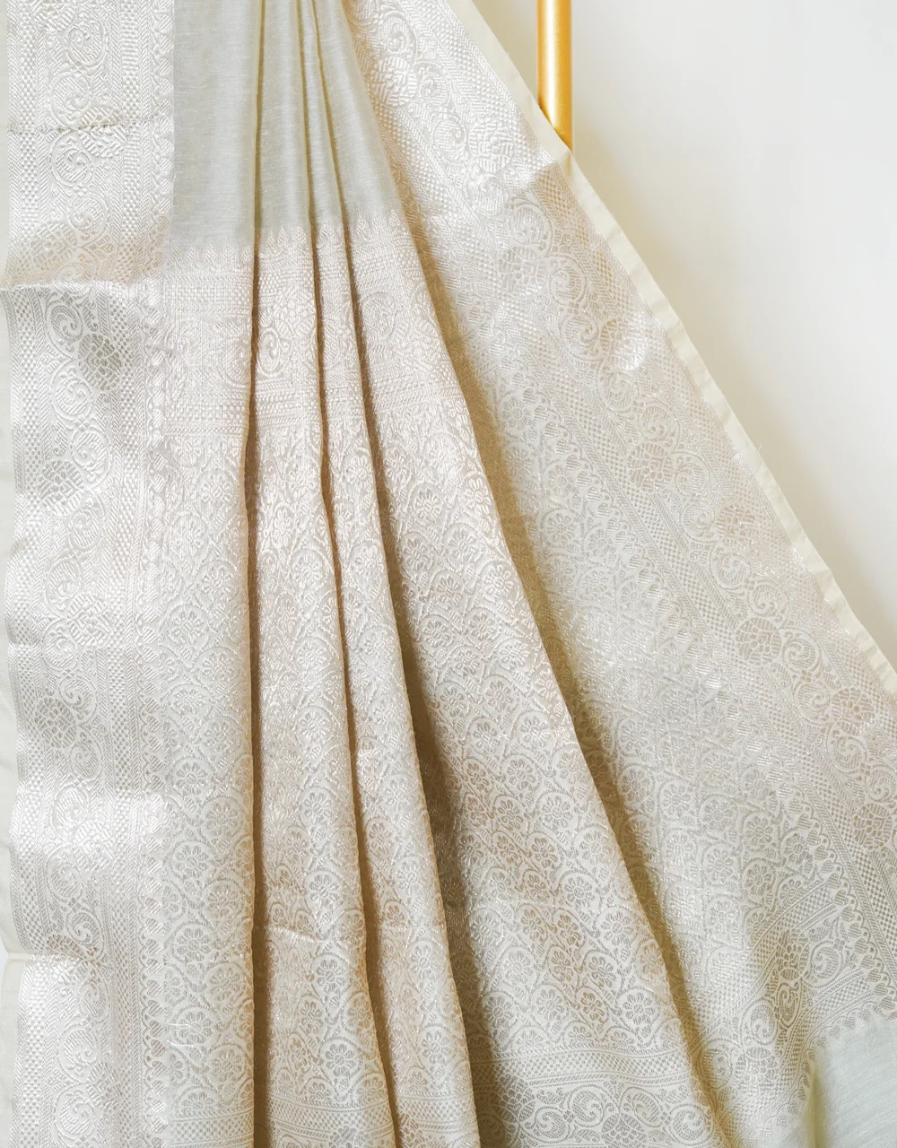 Beige Banarasi Linen Saree - View 4