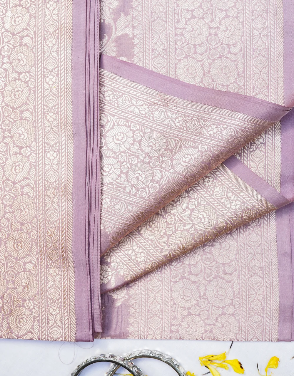 Purple Pure Katan Silk Banarasi Saree - View 3