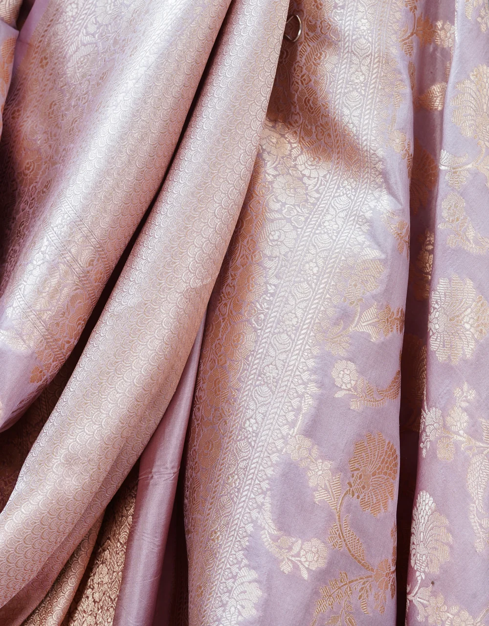 Purple Pure Katan Silk Banarasi Saree - View 5