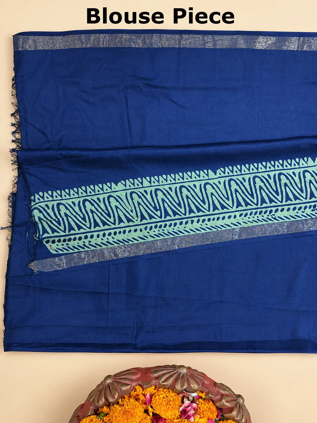 Blue Bhagalpuri Soft Silk Saree With Printed Border & Designer Pallu - View 7