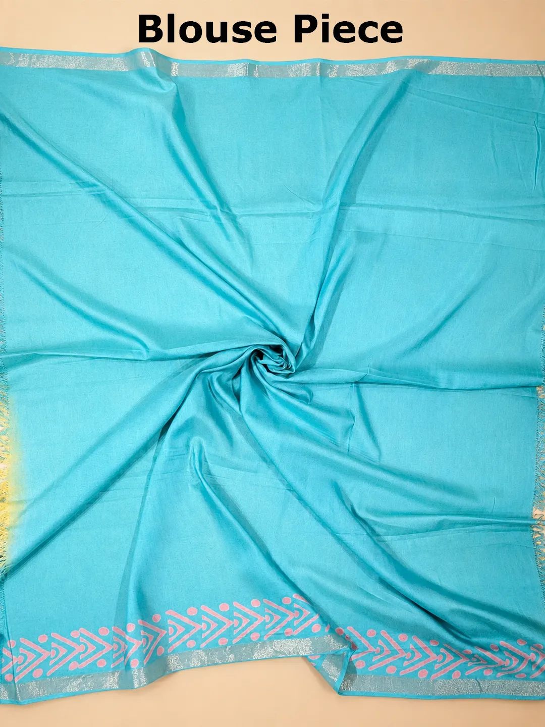 Mustard And Sky Blue Bhagalpuri Soft Silk Saree With Printed Pallu - View 7