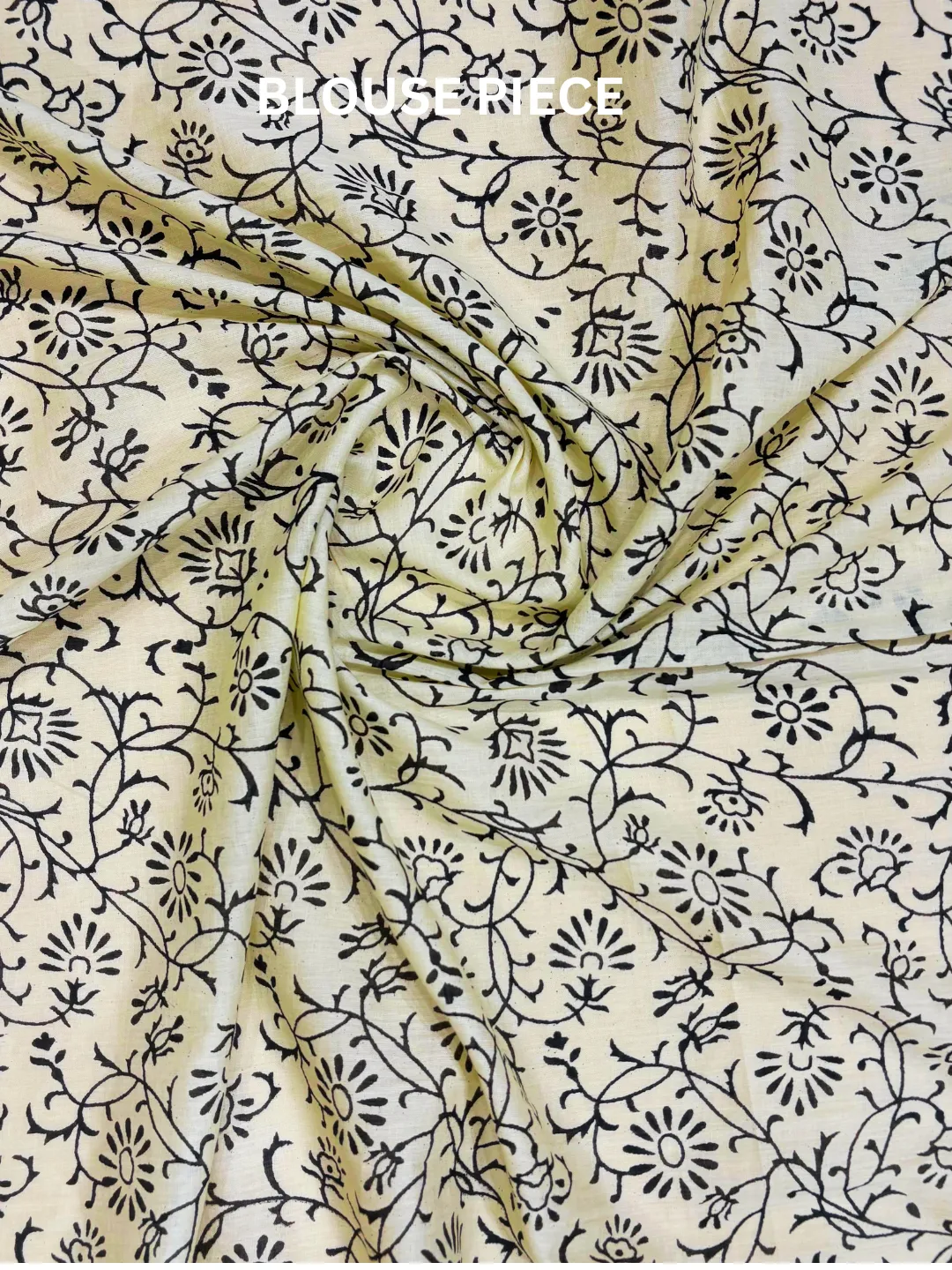  Beige Jaipuri Cotton Saree Beige With Brown Stripes And Black Block Print Pallu Front view