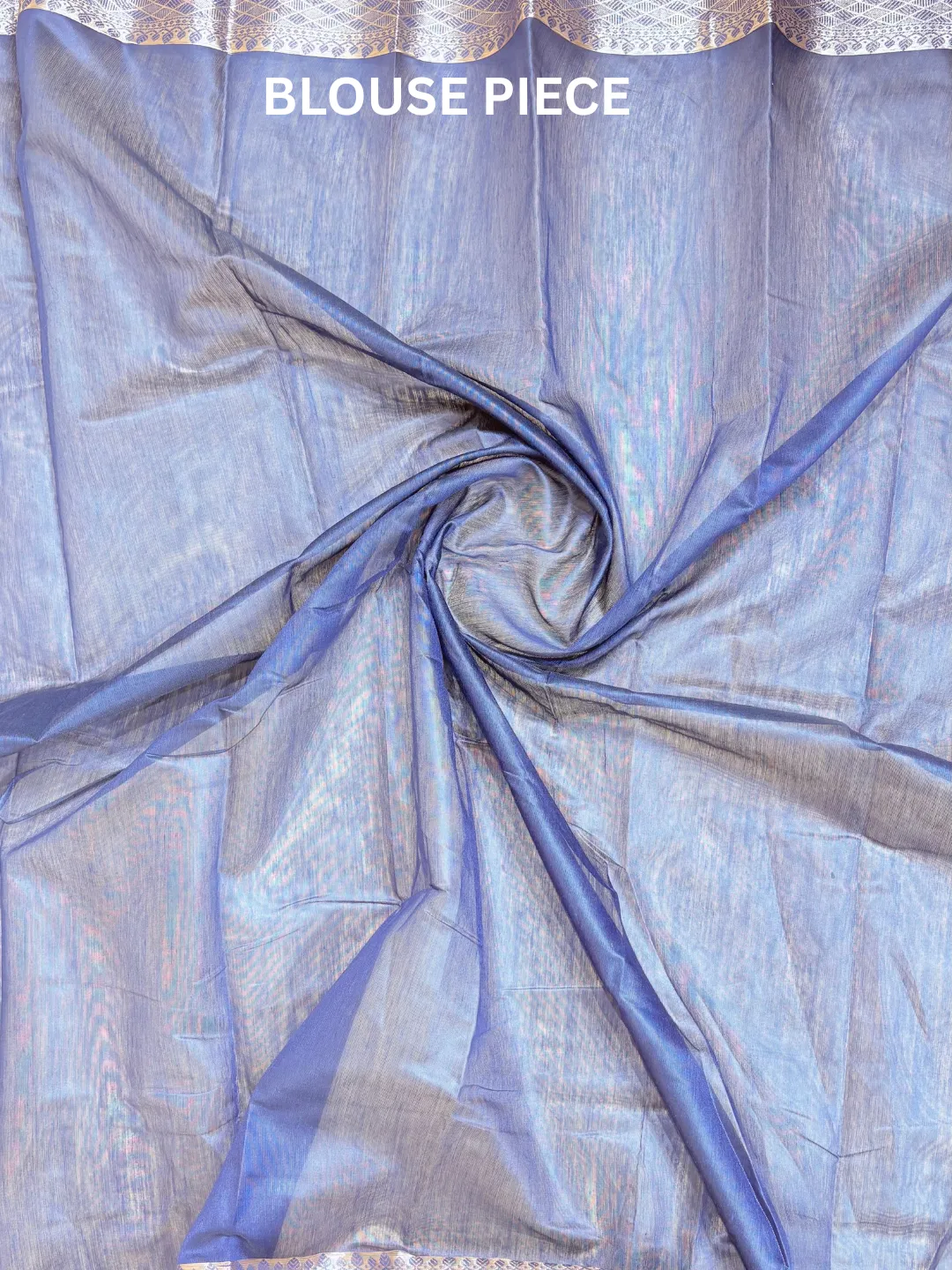 Purple Banarasi Tissue Silk Saree Lavender Blue Fine Stripe With Zari Border front view