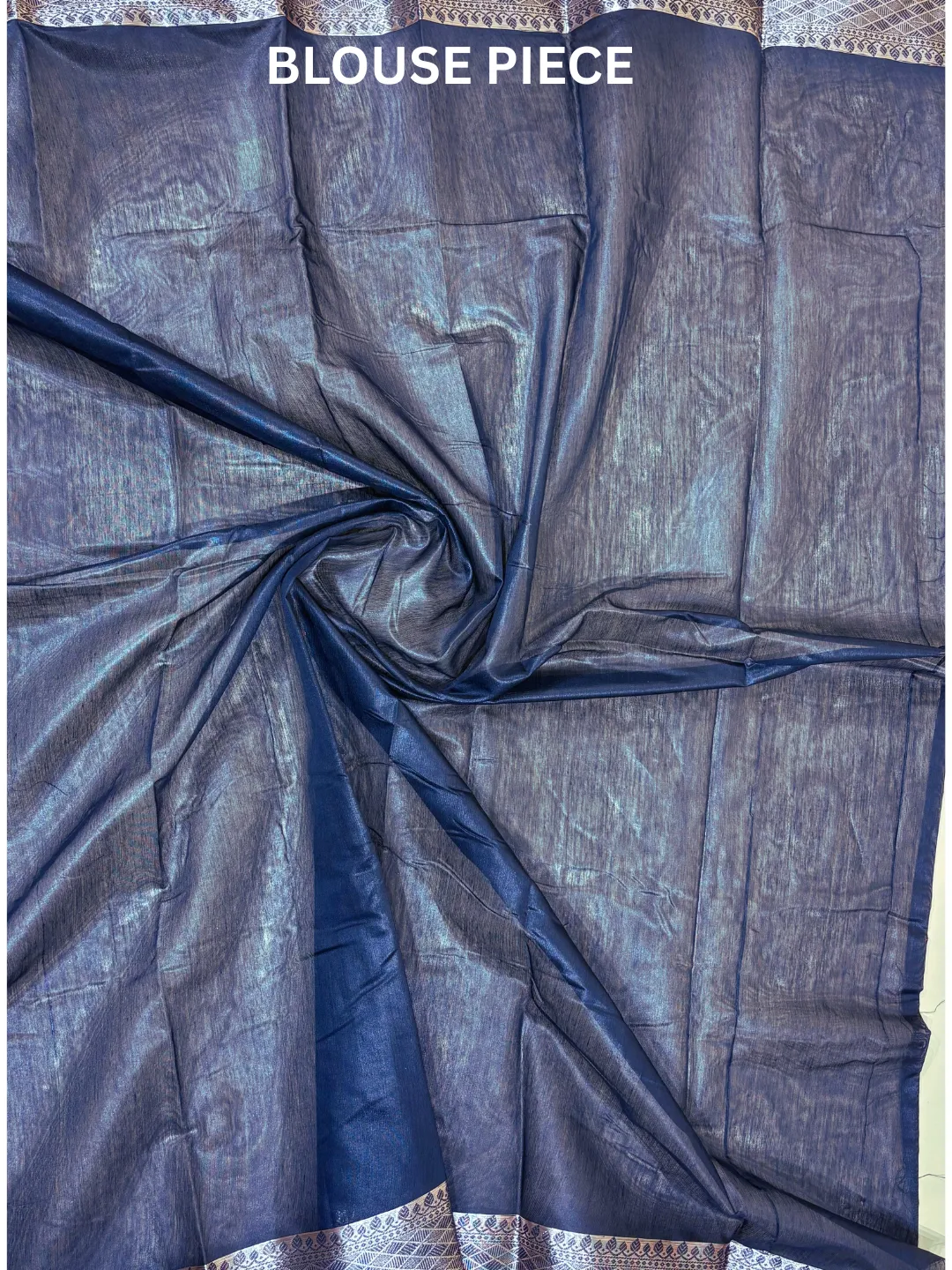 Blue Banarasi Cotton Saree Blue With Silver Zari Border And Pallu front view