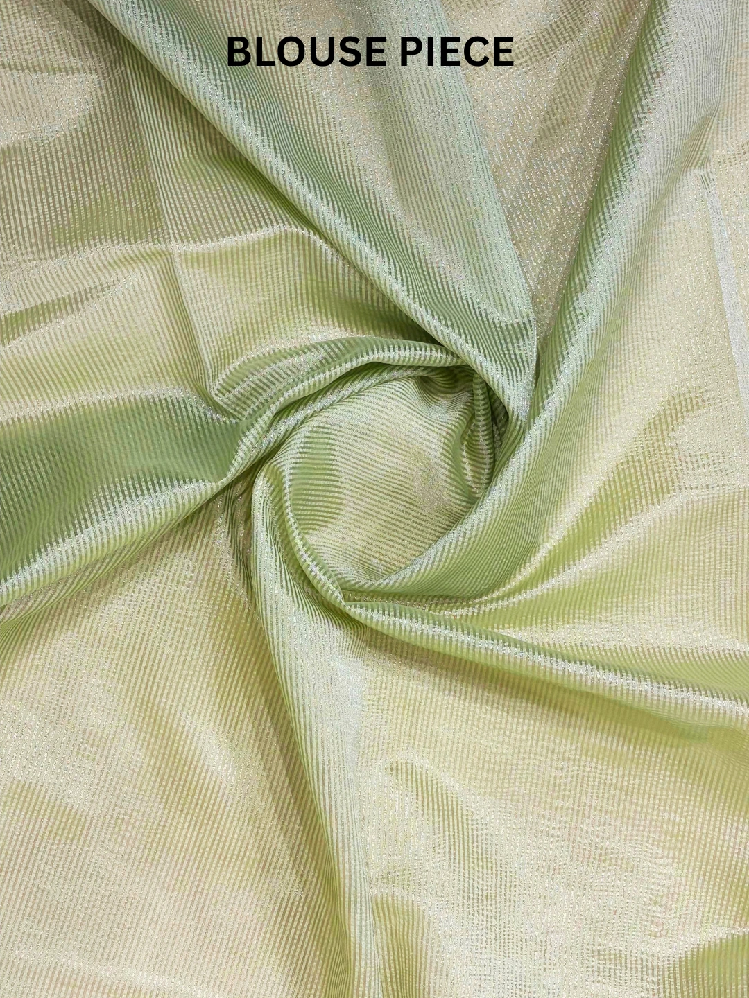  Green Crushed Tissue Silk Banarasi Saree Front view