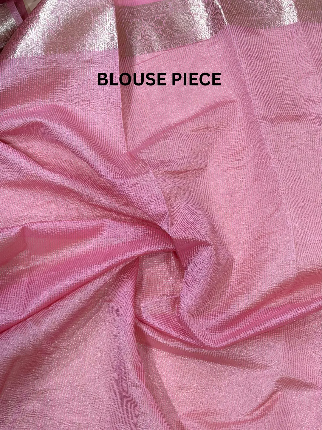  Pink Crushed Tissue Silk Banarasi Saree Front view