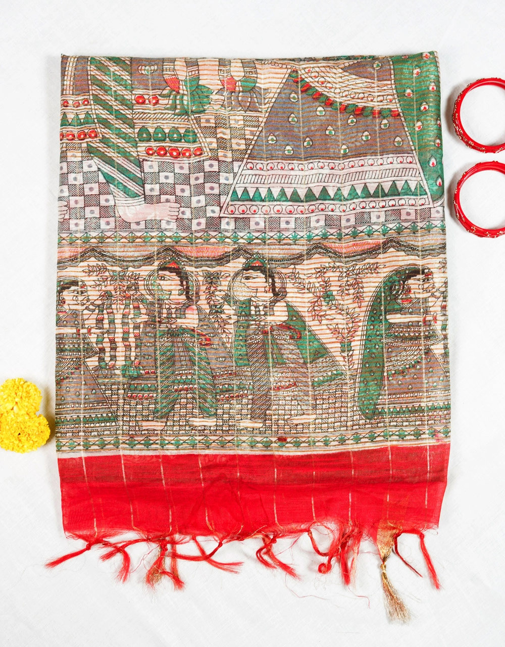 green-emerald-madhubani-hand-painted-soft-silk-saree