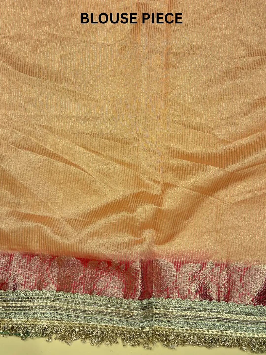  Orange Banarasi Tissue Silk Saree With Geometric Pattern Front view