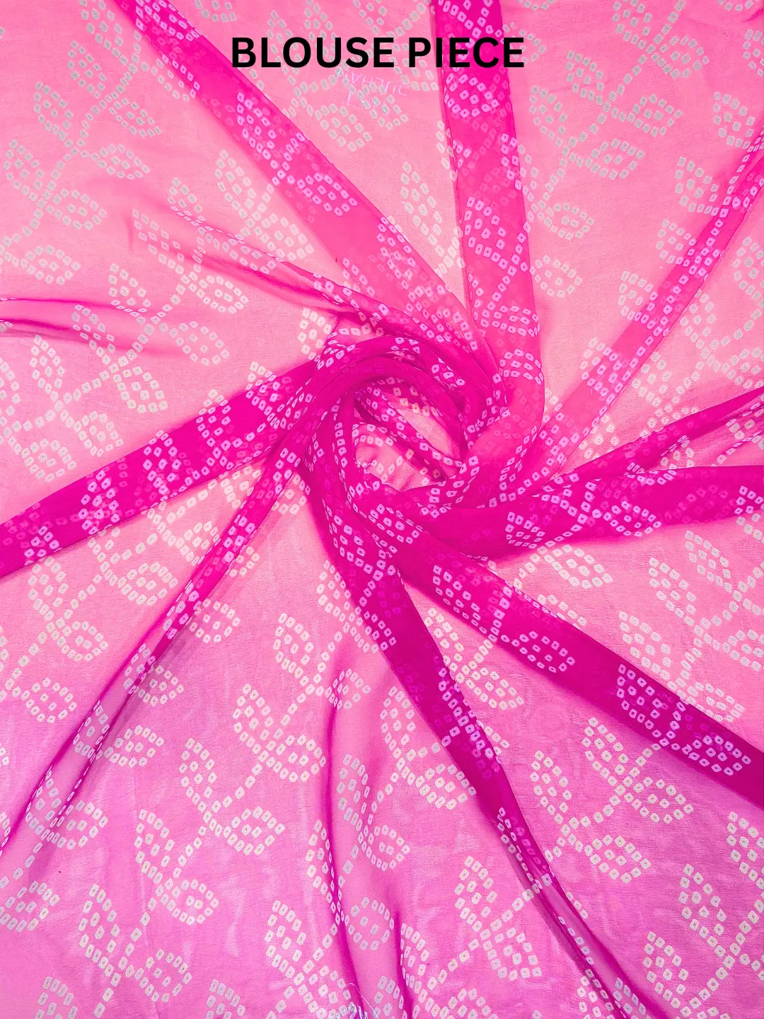  Pink Bandhej Georgette Saree With Gotta Patti Work Front view