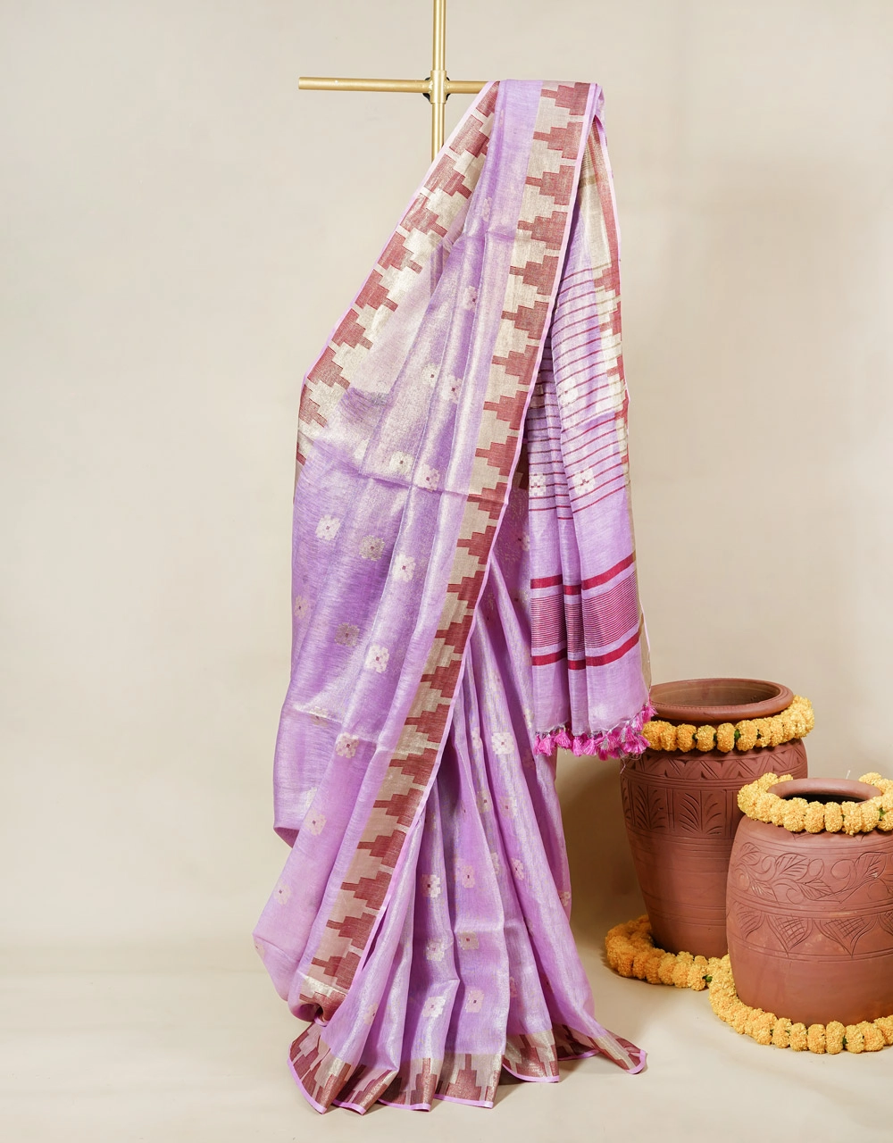 lavender-blush-lavender-handwoven-linen-saree-with-golden-zari-border-and-tassel-detailing