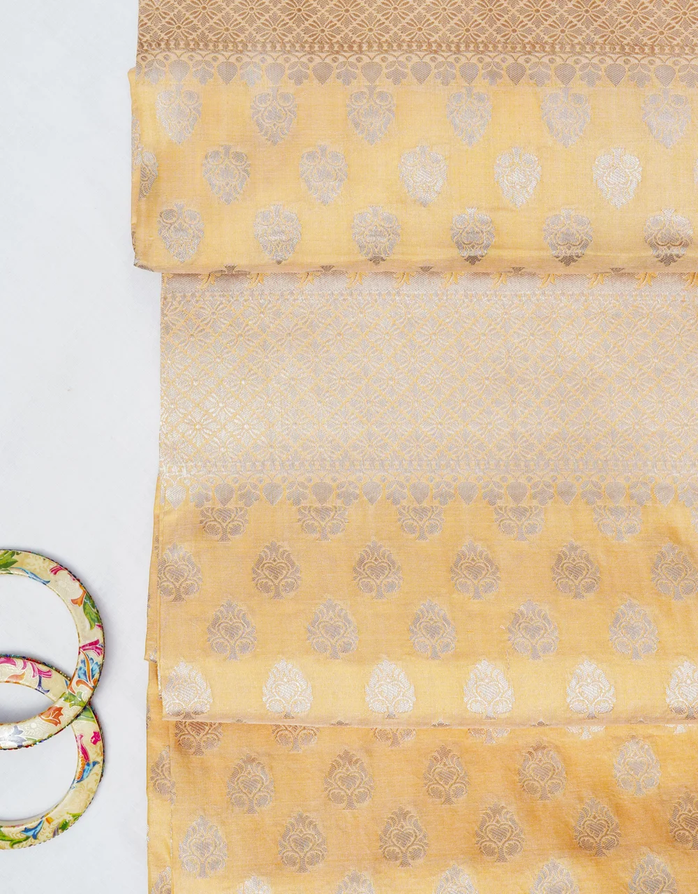 Orange Golden Pure Katan Silk Banarasi Saree - View 3