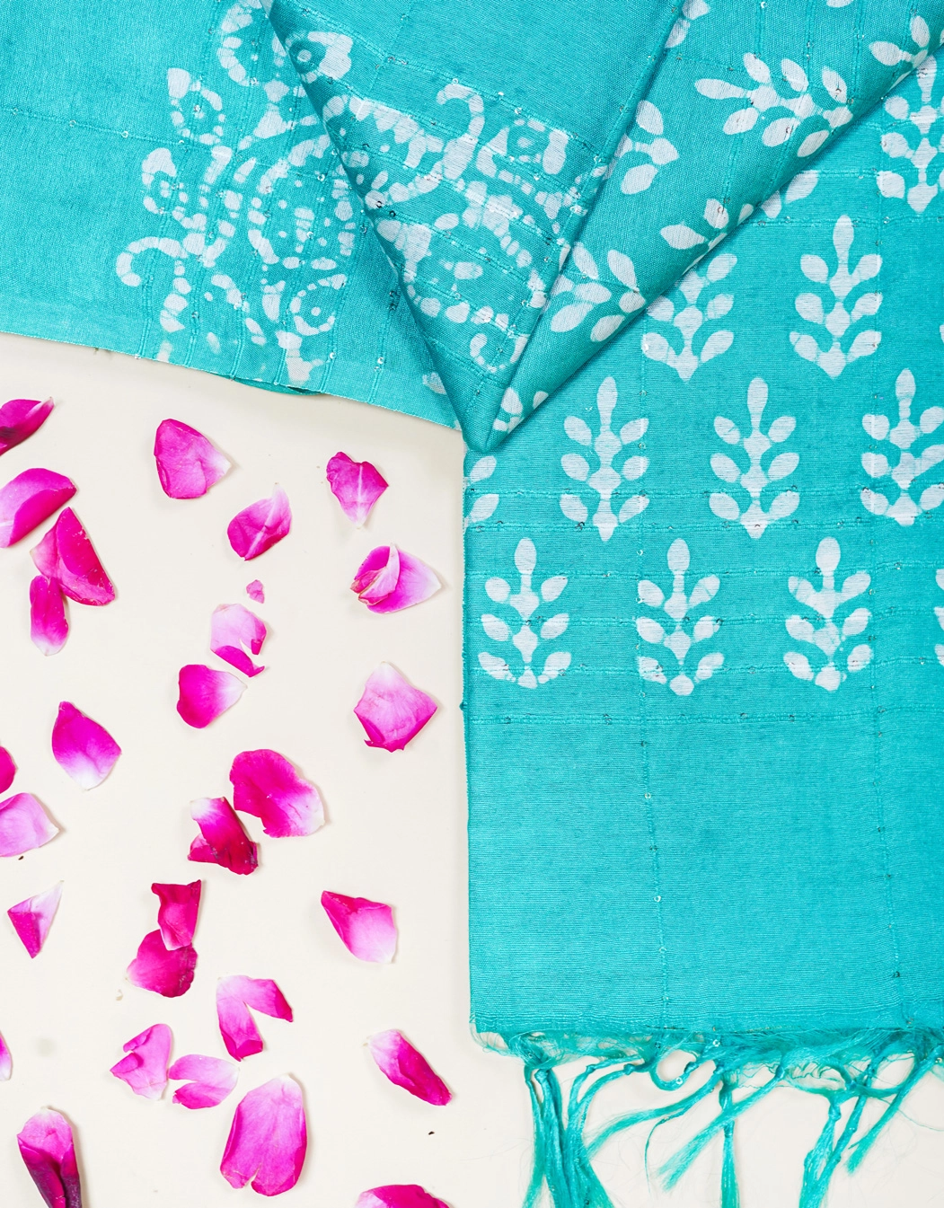 Blue Turquoise Kota Viscose Printed Batik Saree - View 3