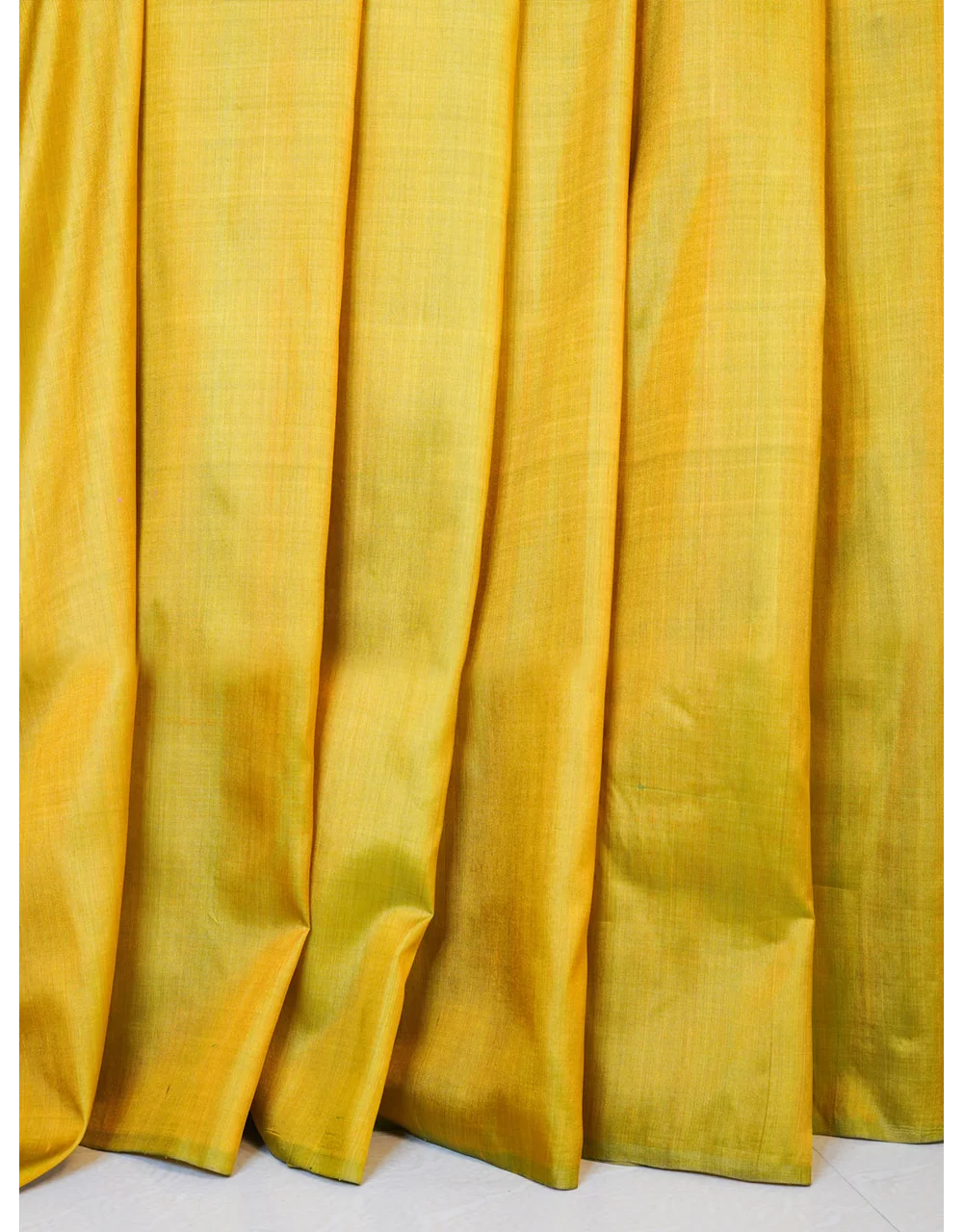 Golden Green Handwoven Silk Saree With Orange Tassel Accents - View 4