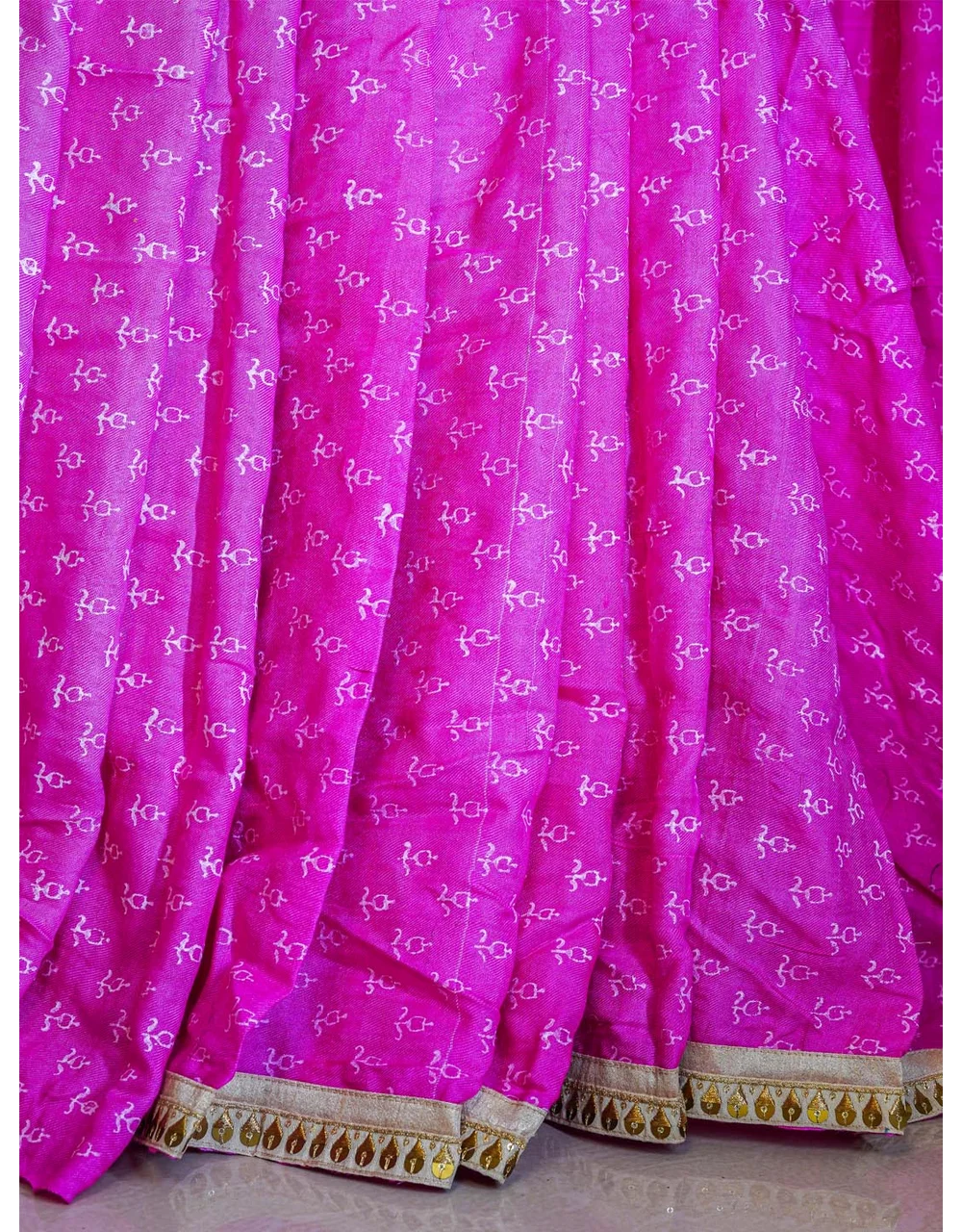 Pink Gotta Patti Saree With Golden Border Work - View 4