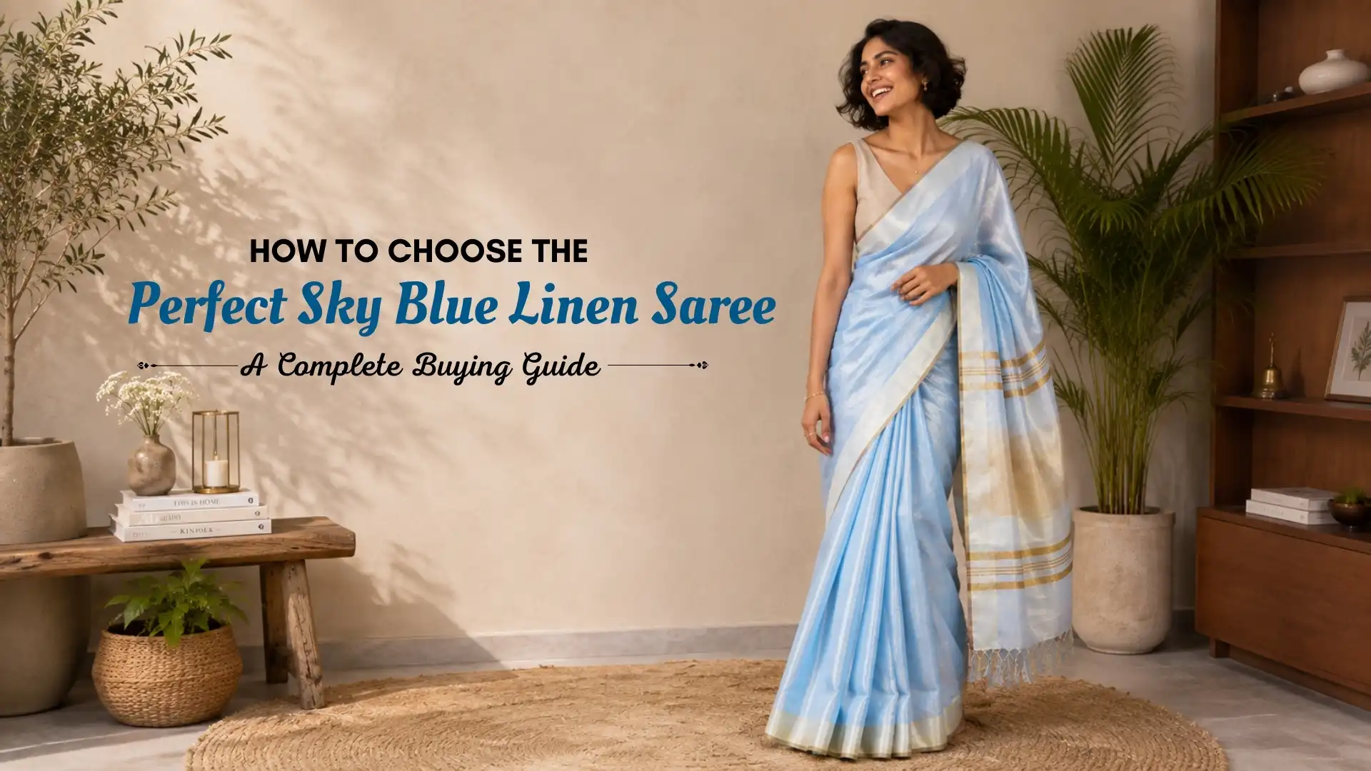 How to Choose the Perfect Sky Blue Linen Saree: A Complete Buying Guide